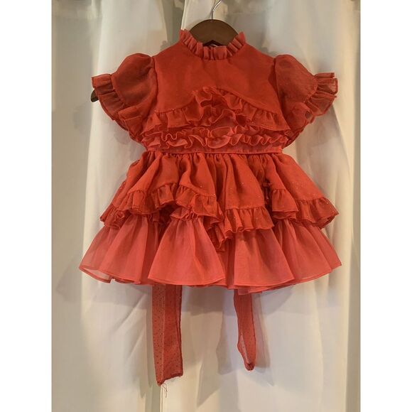 Sweet N Sassy Vintage‎ Red Ruffle Lace Dress READ